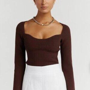 DISSH PACES DARK CHOCOLATE KNIT TOP